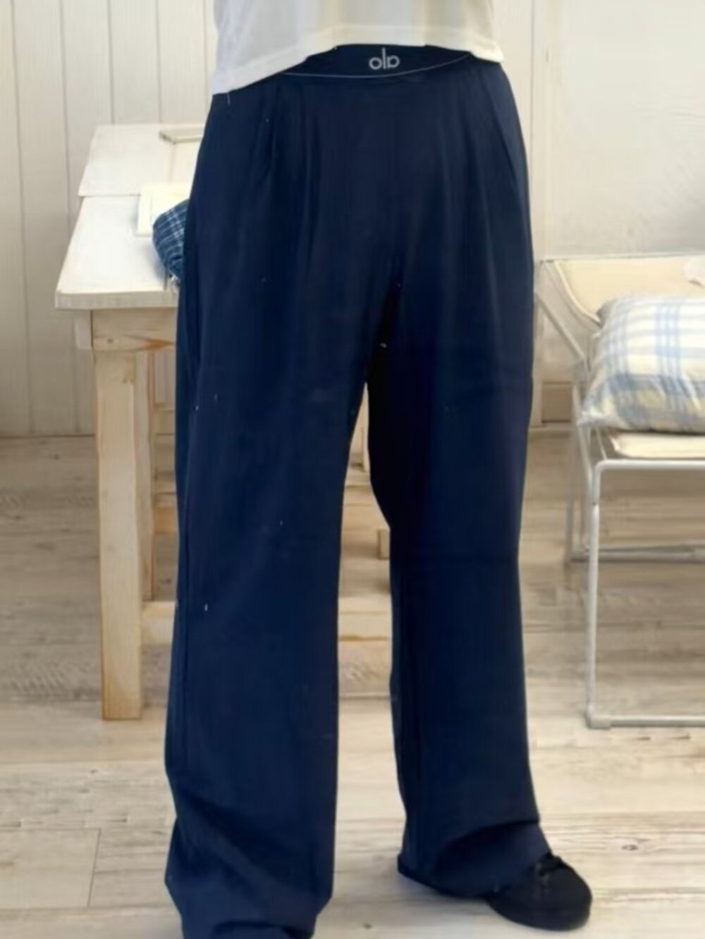 NWT😍Alo Yoga Suit Up Trouser Wide Leg🏅Elevated Casual Navy Blue 30" Length